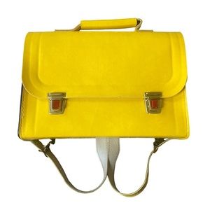 Vintage Japanese leather, yellow school backpack Fatou satchel bag